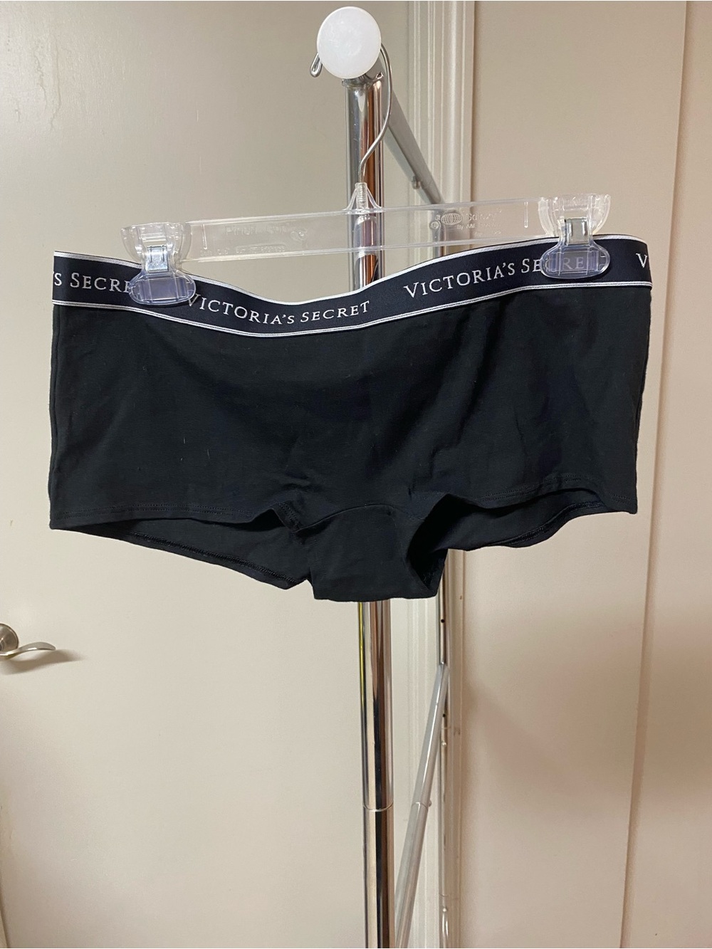 Victoria's Secret Black Logo Boyshorts with Branded Waistband